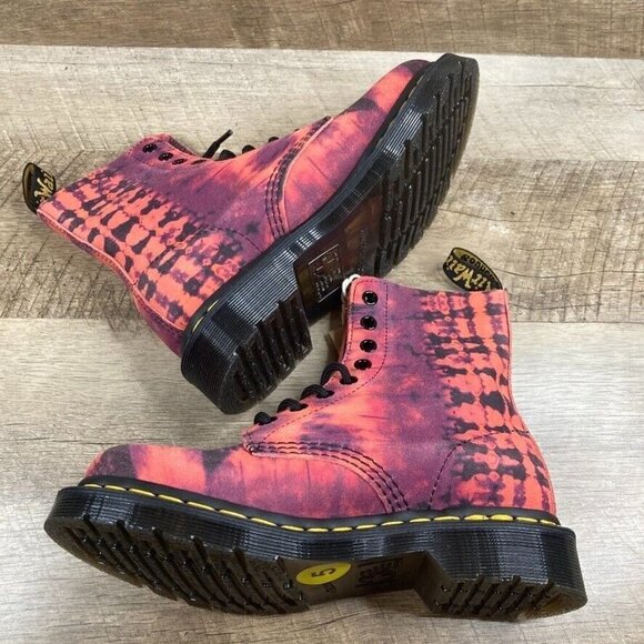 Dr Martens Pascal Tie Dye Pink Purple Air Ware Docs Combat Boots Womens Sz 5 NEW - Picture 8 of 10